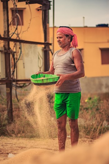 Man Holding Tray