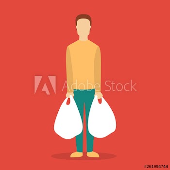 Man holding two shopping bags