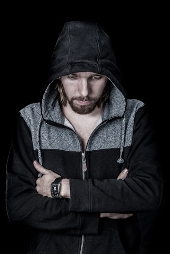 Man in Black Full-zip Hoodie