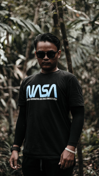 Man In Black Nasa Long-sleeved Shirt