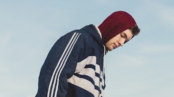 Man in Red and Black Hoodie