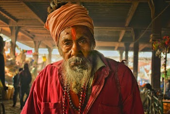 Man In Red Collared Shirt