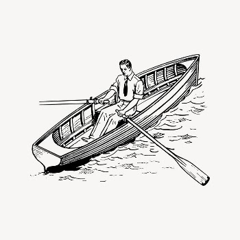 Man in rowboat clipart, drawing | Free Vector Illustration - rawpixel