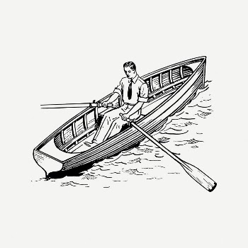 Man in rowboat collage element, | Free PSD Illustration - rawpixel