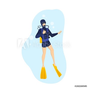 Man in the swimming suit diving in a sea or ocean