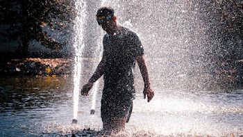 Man in Water Fountain
