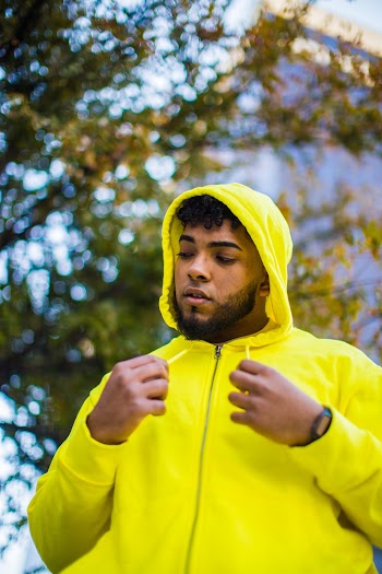 Man in Yellow Zip-up Hoodie