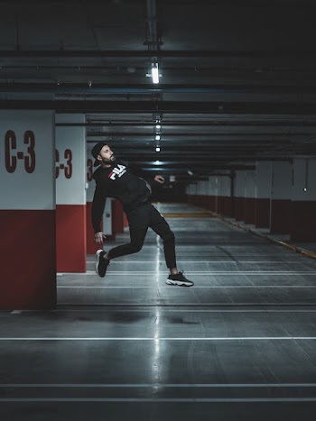 Man Jumping Near Wall