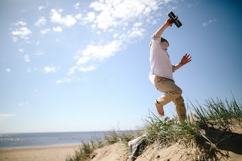 Man Leaping on Seashore