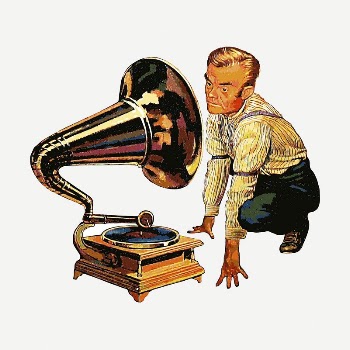 Man listening to gramophone clipart, | Free PSD - rawpixel