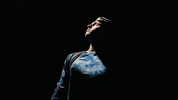 man looking upward
