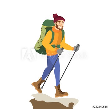 Man mountain climber in special winter clothes