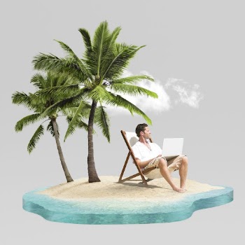 Man on beach, vacation design | Free Photo - rawpixel