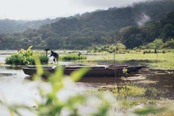 Man on Brown Wooden Boat