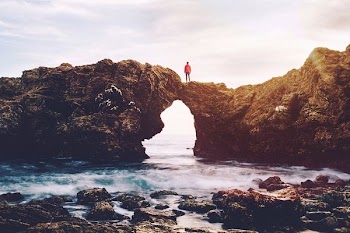 man on cliff
