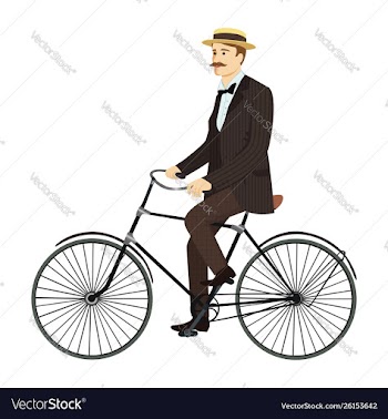 Man on retro vintage old bicycle gentleman vector image