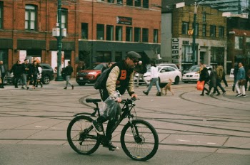 Man on two wheels. 