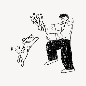 Man partying with dog doodle | Free Vector Illustration - rawpixel