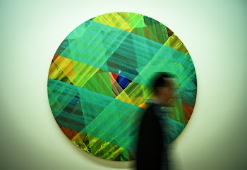 Man Passing by Multicolored Art