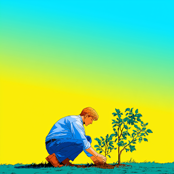 Man Planting a Young Tree