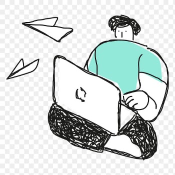 Man playing laptop transparent png clipart