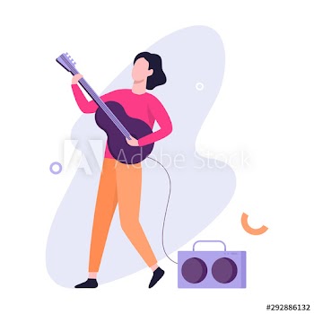 Man playing the electric guitar