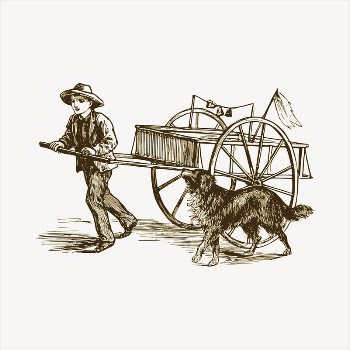 Man pulling wagon  clipart, | Free Vector - rawpixel
