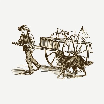 Man pulling wagon drawing, vintage | Free PSD - rawpixel