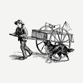 Man pulling wagon drawing, vintage | Free PSD - rawpixel