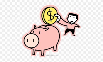 Man Putting Money In His Piggy Bank Royalty Free Vector - Saving Clipart