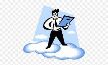 Man Reading A Report On The Clouds Royalty Free Vector - Man Reading A Report On The Clouds Royalty Free Vector