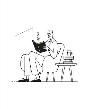 Man Reading Book in Cozy Setting