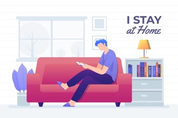 Man reading on couch illustration Free Vector