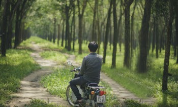 Man Riding A Moped