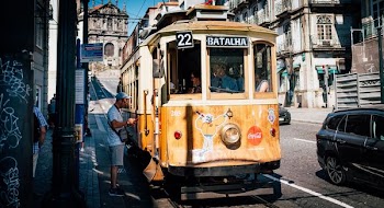 man riding a tram