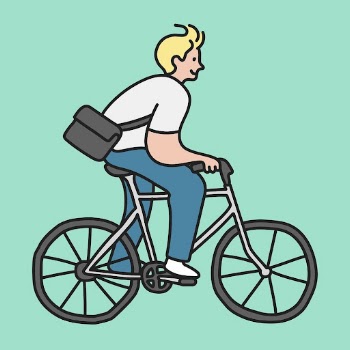 Man riding bike sticker, sustainable | Free PSD Illustration - rawpixel