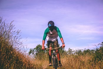 Man Riding His Mountain Bike