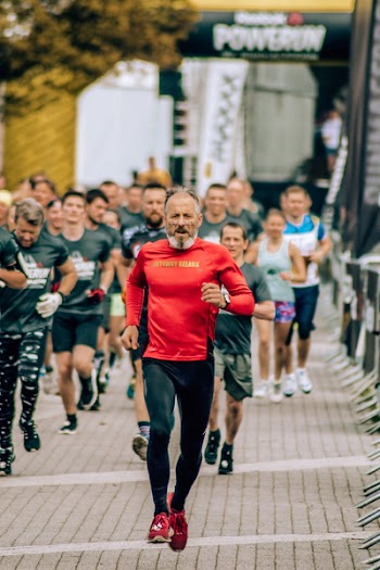 Man Running at Marathon Event