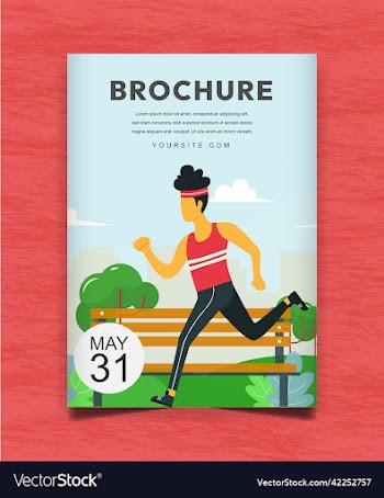 man running in a city park brochure template