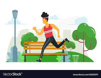 man running in a city park flat