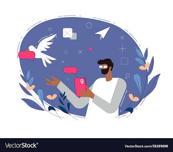man sending message concept