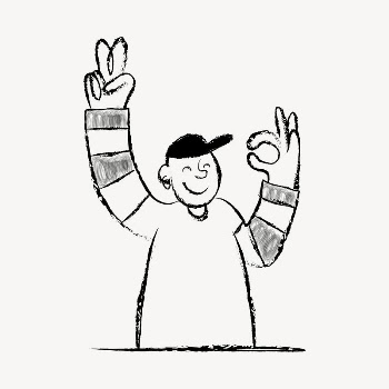 Man signing okay doodle in black | Free PSD Illustration - rawpixel