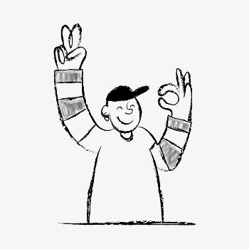 Man signing okay doodle in black | Free Vector Illustration - rawpixel