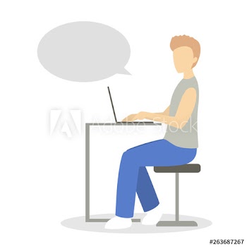 Man sitting at the desk and working on the laptop computer