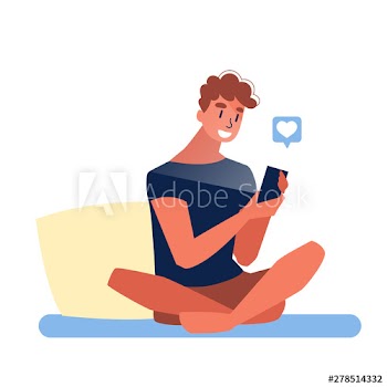 Man sitting with the mobile phone and chatting