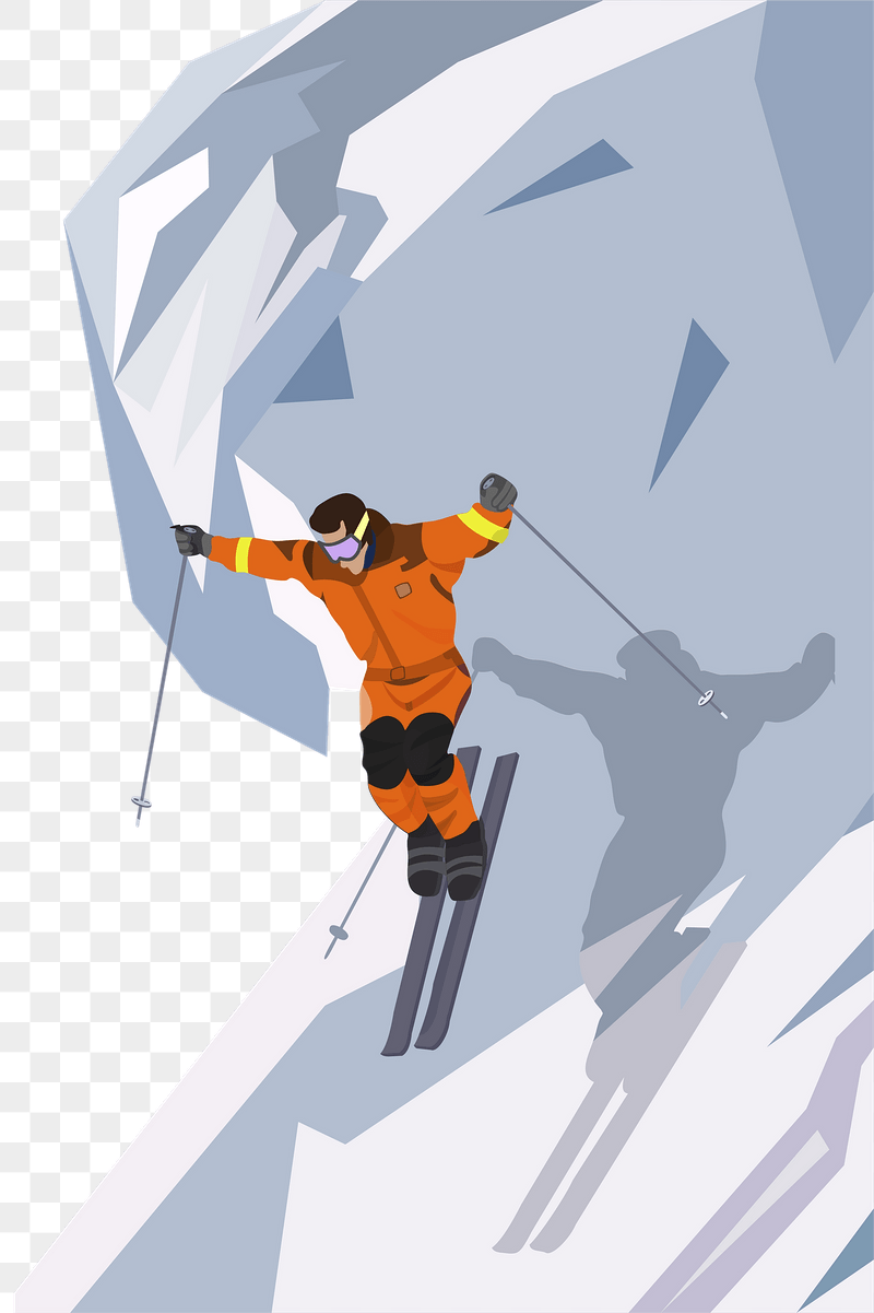 Man skiing png sticker illustration, | Free PNG - rawpixel
