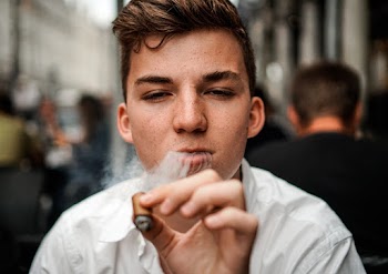 Man Smoking Cigar Close-up Photography