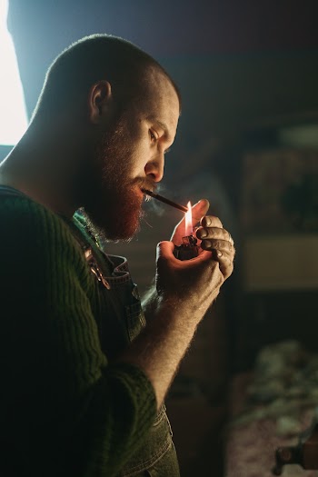 Man Smoking Cigarette