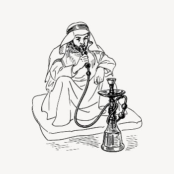 Man smoking hookah drawing, vintage | Free Vector Illustration - rawpixel