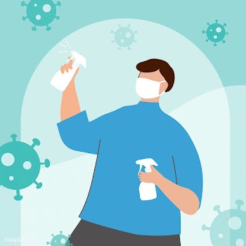Man spraying alcohol to prevent infection of coronavirus vector | Free  vector - 2304609